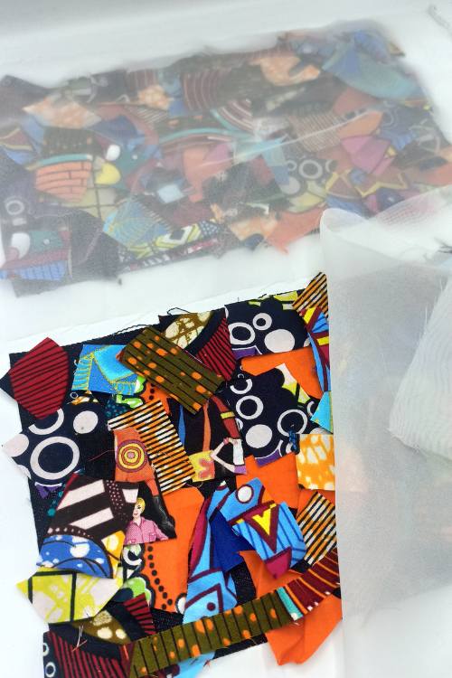colocacion de los recortes textiles